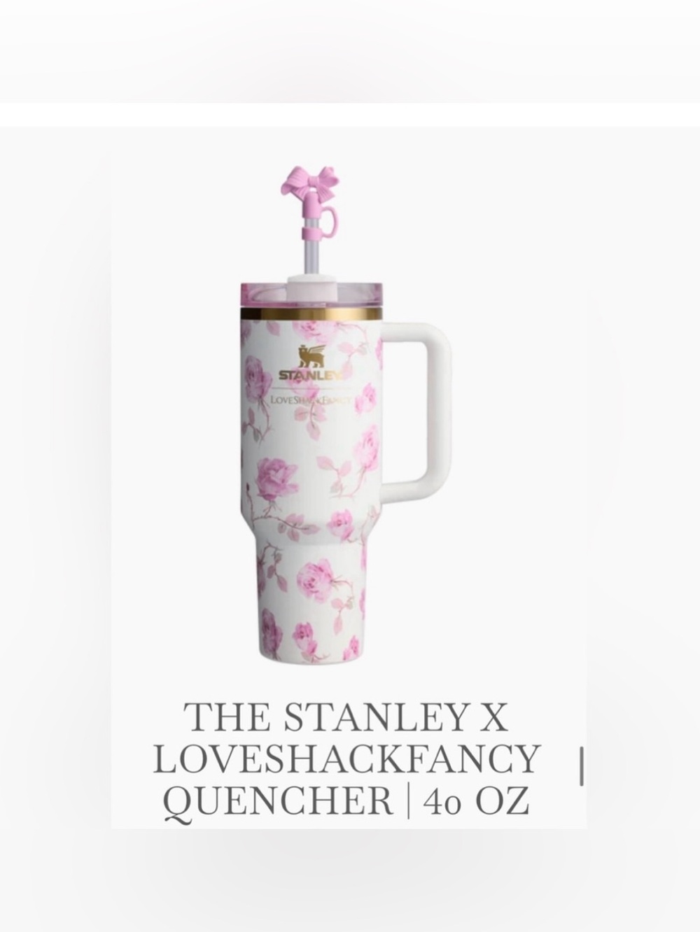 Stanley Pink & White Floral Quencher Tumbler with Handle